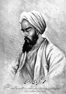 Portrait von Rhazes (AD 865-925), einem persischen Arzt und Gelehrten, der in Bagdad gelebt hat. Er ist berühmt für seine medizinischen Entdeckungen, und für seine intellektuelle Kritik an den Beschränkungen für die Wissenschaft durch die Religion. Ⓒ Wikimedia Commons