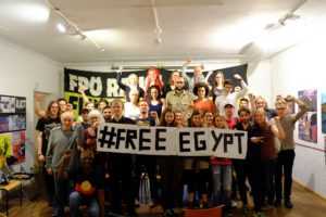 Solidaritätsaktion für die ägyptischen Gefangenen am Kongress Marx is Muss in Wien. 