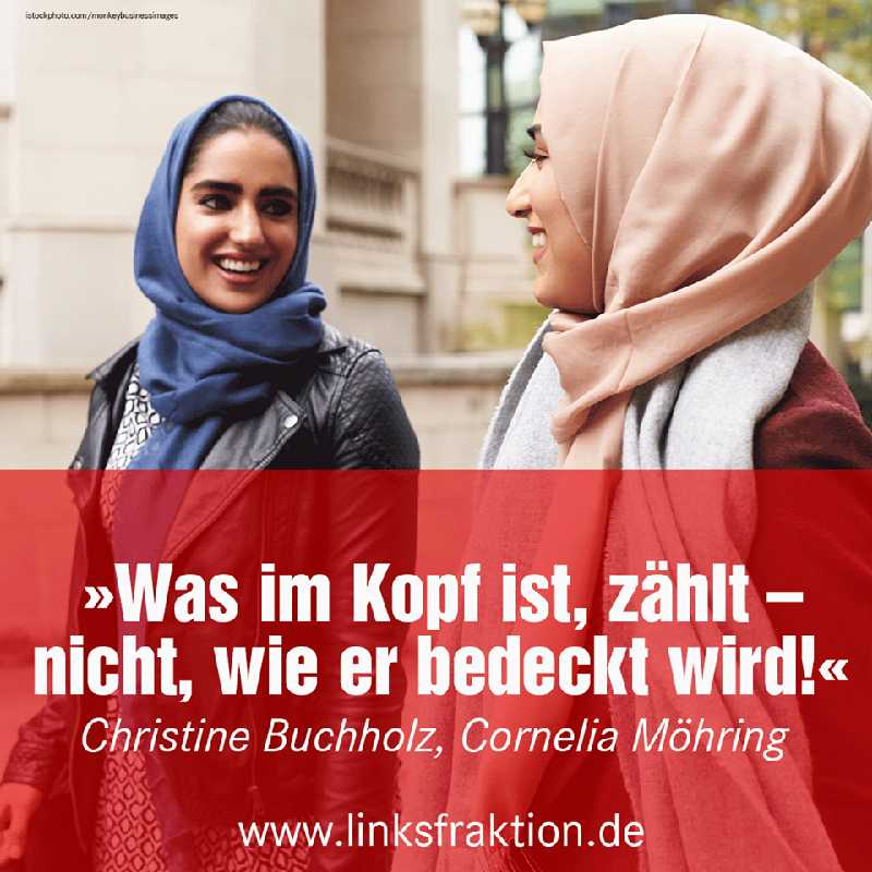 Christine Buchholz und Cornelia Möhring solidalisieren sich mit Muslim_innen und zeigen mit ihrer Kampagne, dass Feminismus antirassistisch sein kann und muss