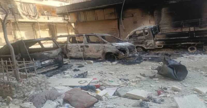 Die Folgen von Angriffen der HTS in Aleppo (Foto: X/RojavaNetwork)